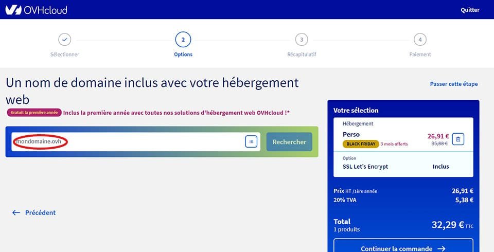 Option Hébergement OVH